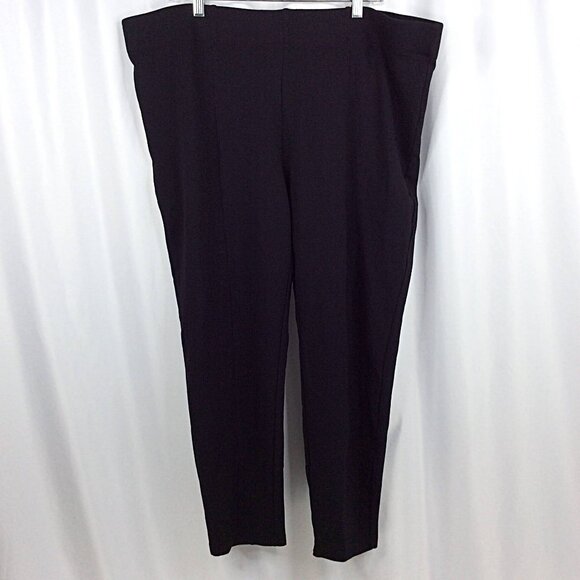 dip Ponte Knit Ankle Pants Women's Plus Size 3X Black Pull On Front Seam Stretch - Picture 1 of 9